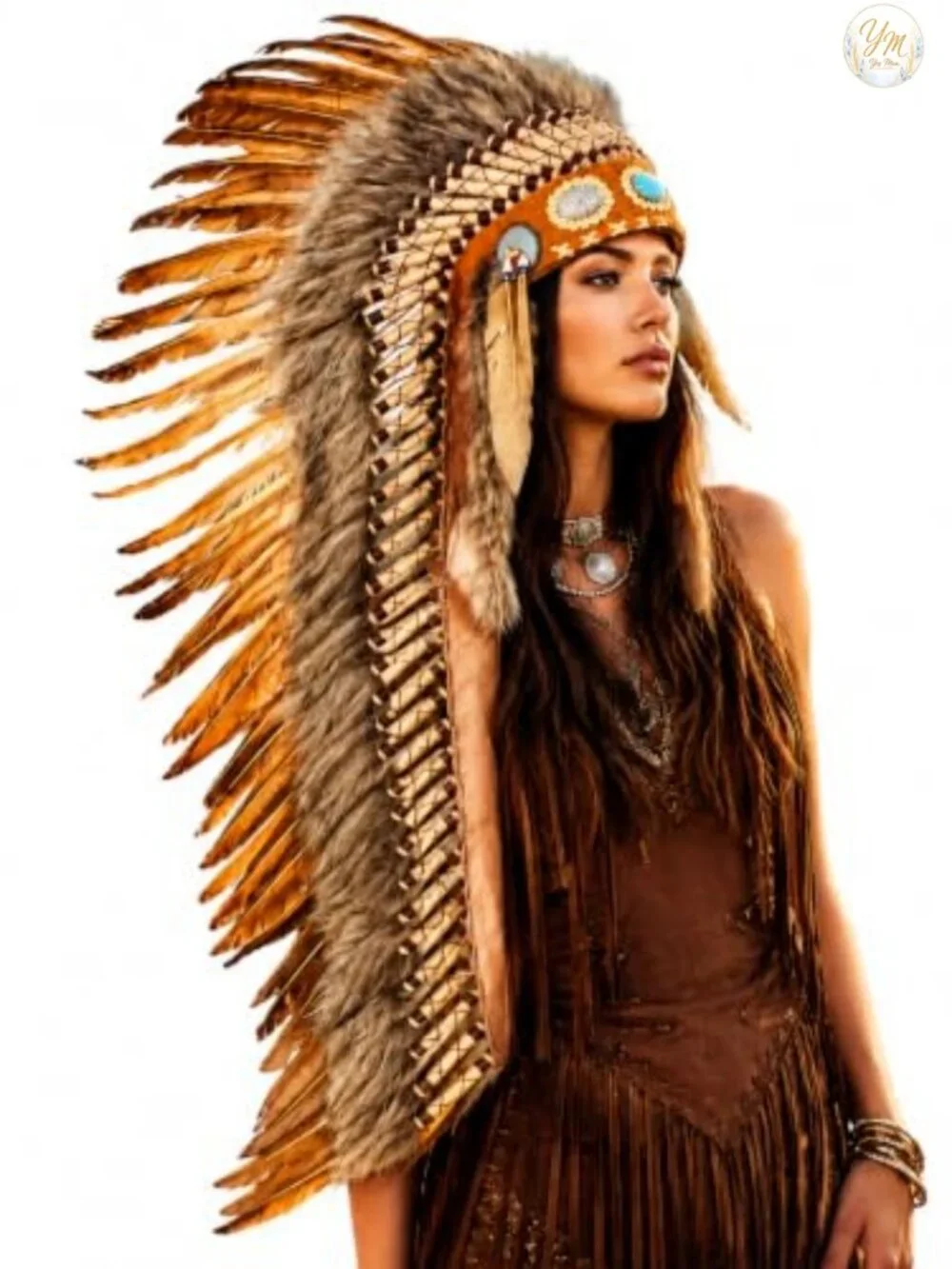 Extra Long Feather Headdress 130cm Festival Costume Headpiece Tribal Style